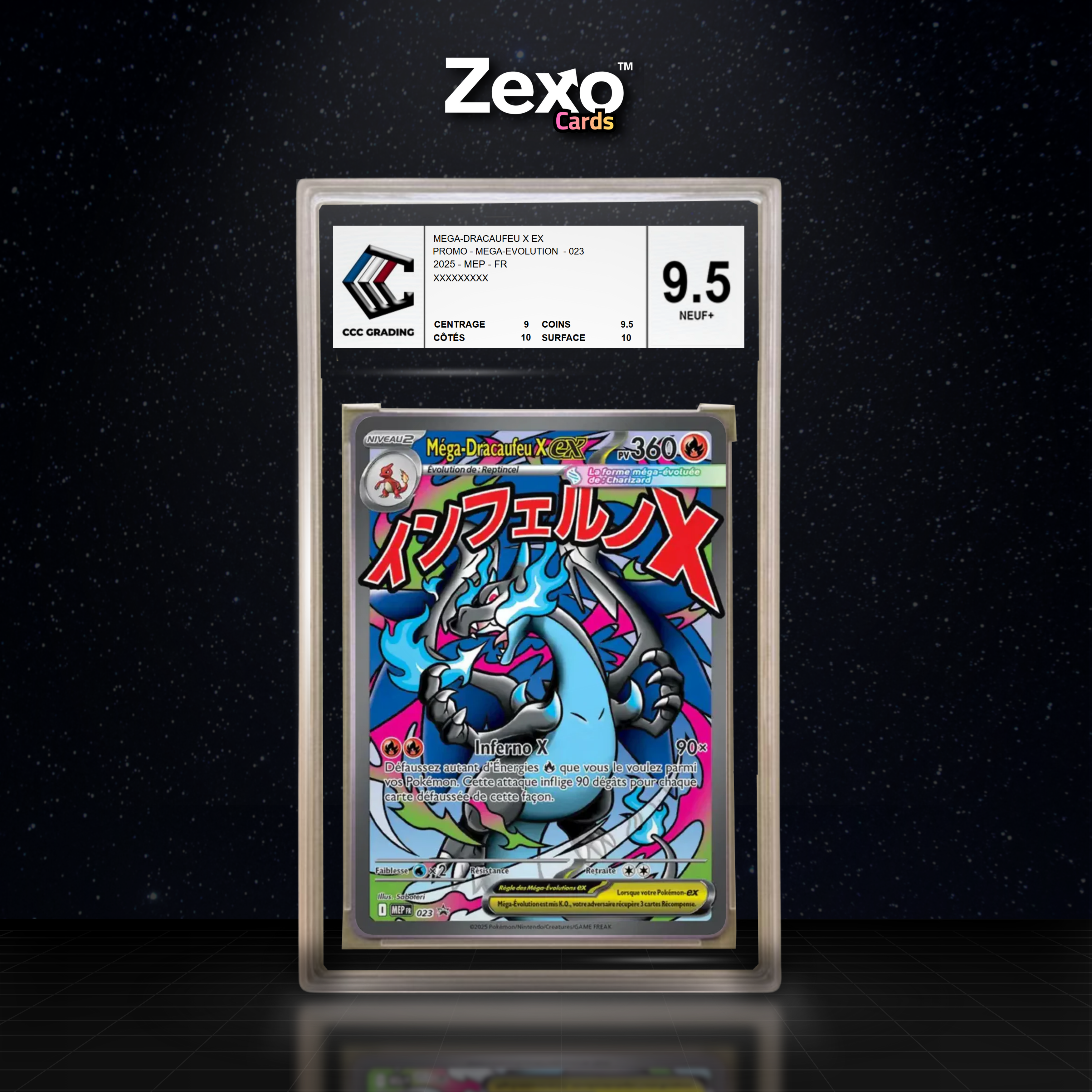 MEGA-DRACAUFEU X EX 023 - CCC 9.5 - MEP/PROMO - POKEMON FR 2025
