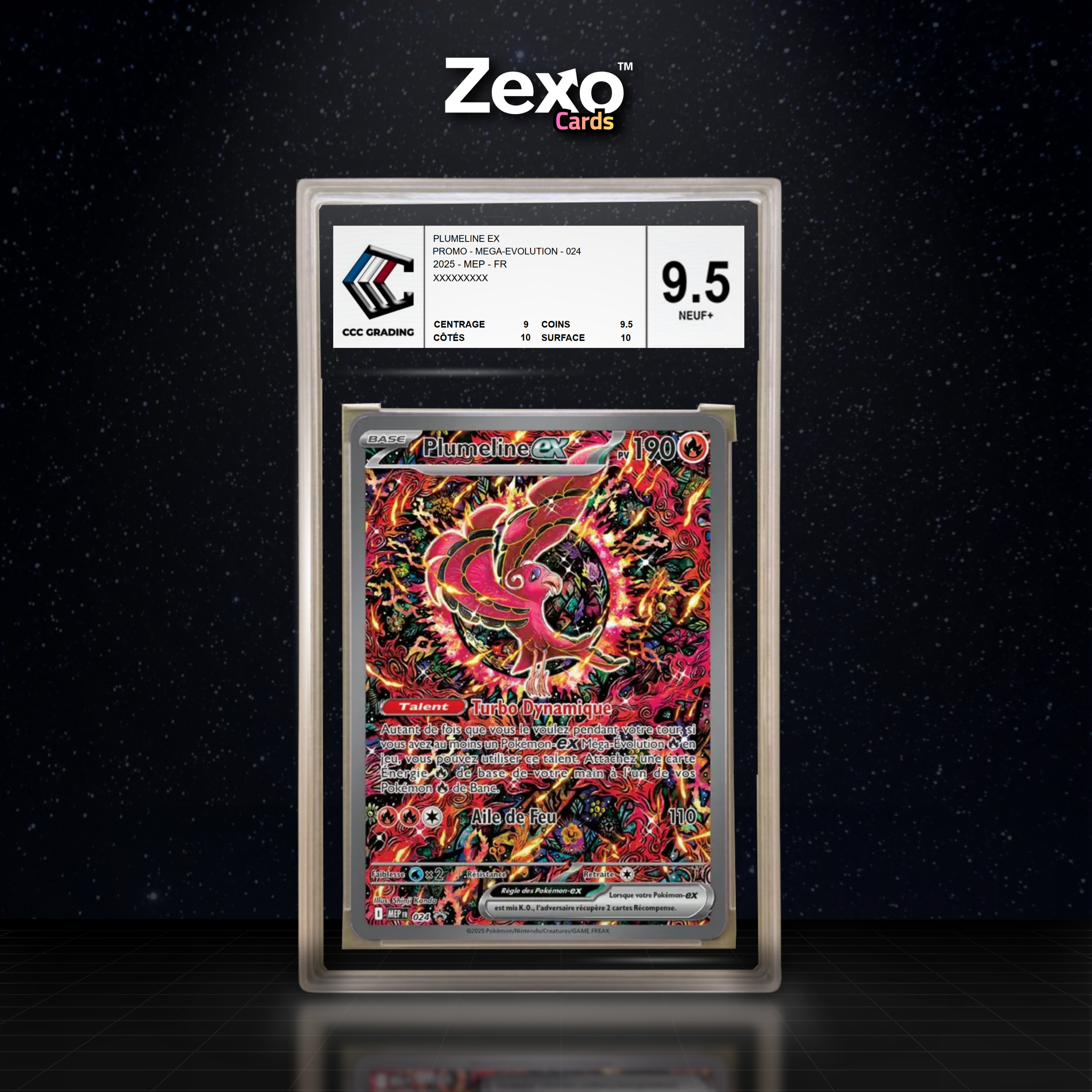 PLUMELINE EX 024 - CCC 9.5 - MEP/PROMO - POKEMON FR 2025