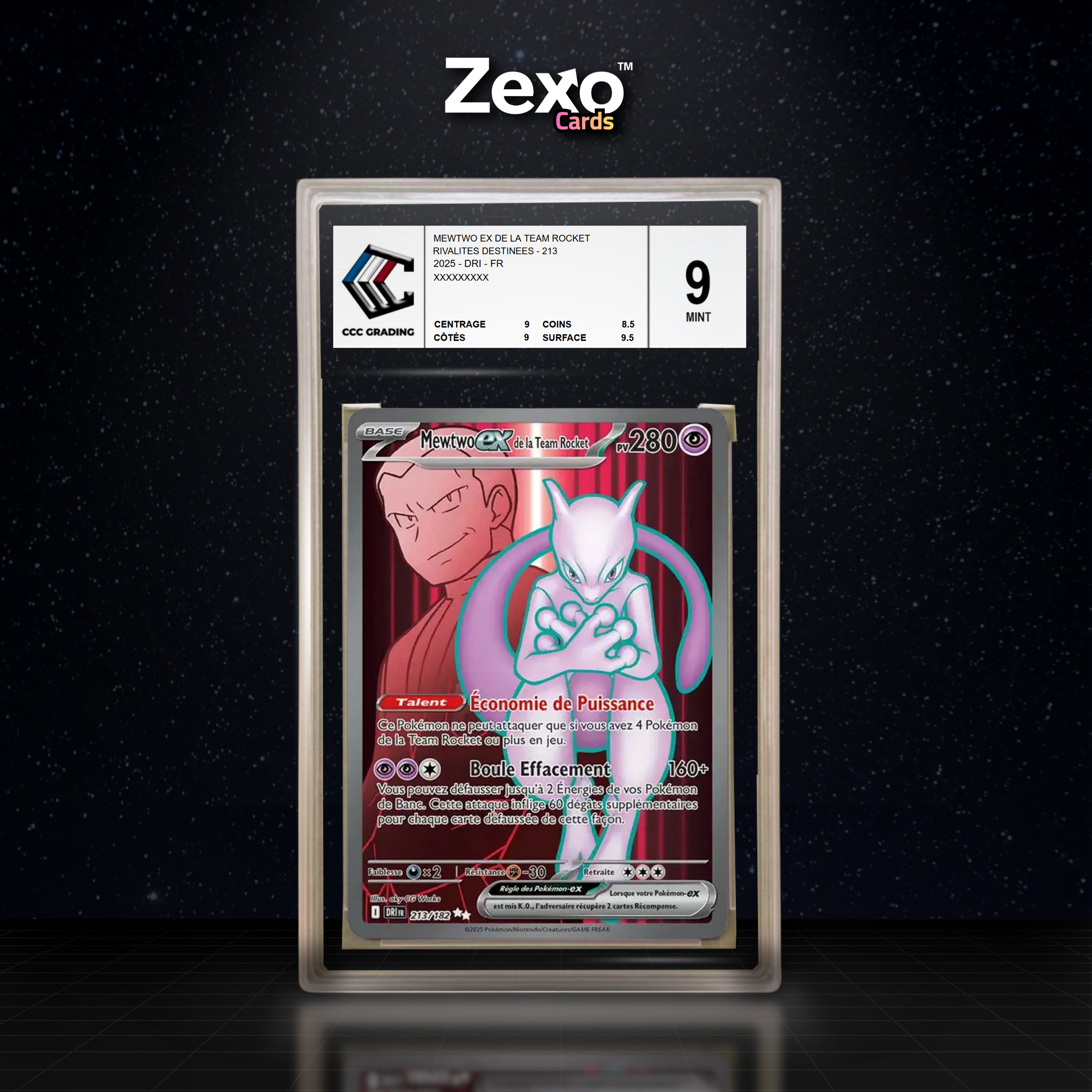 MEWTWO EX DE LA TEAM ROCKET 213/182 - CCC 9 - DRI/EV10 - POKEMON FR 2025