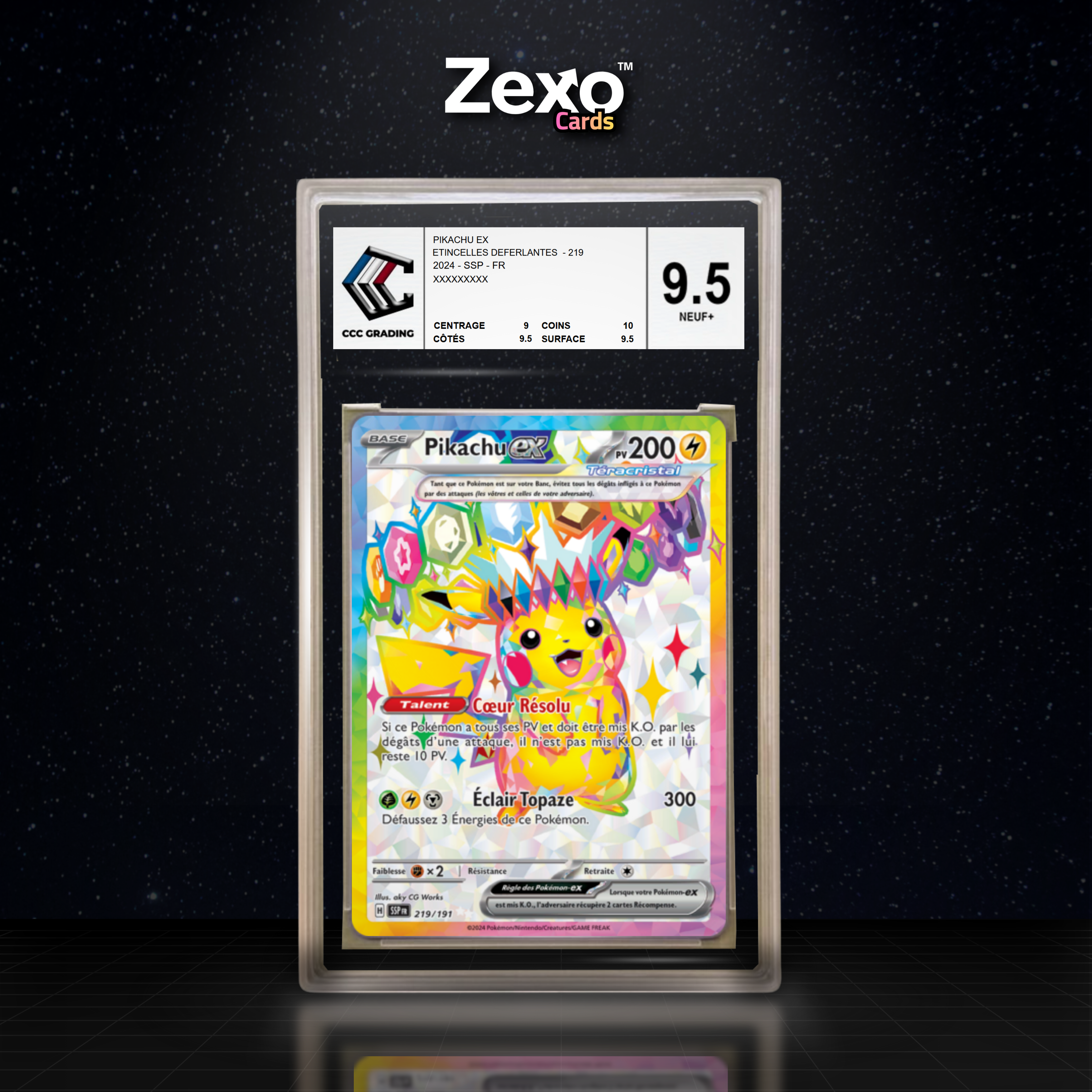 PIKACHU EX 219/191 - CCC 9.5 - SSP/EV8 - POKEMON FR 2025
